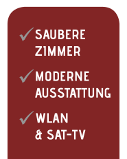 Saubere Zimmer, Moderne Ausstattung, WLAN & Sat-TV